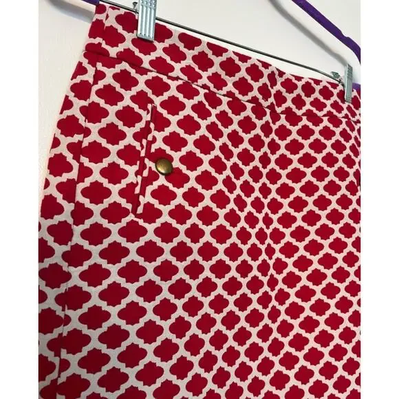 Loft Preppy Chic Red White Geometric Print A-Line Mini Skirt, Lined,  Size 4 - Picture 3 of 15